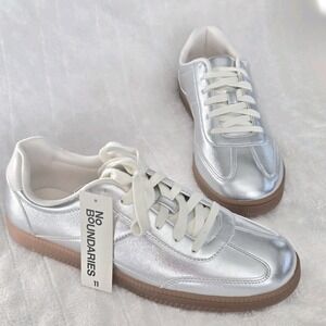 No Boundaries Women's Sneakers Silver Low Top‎ Lace Up Athletic Sporty Size 11